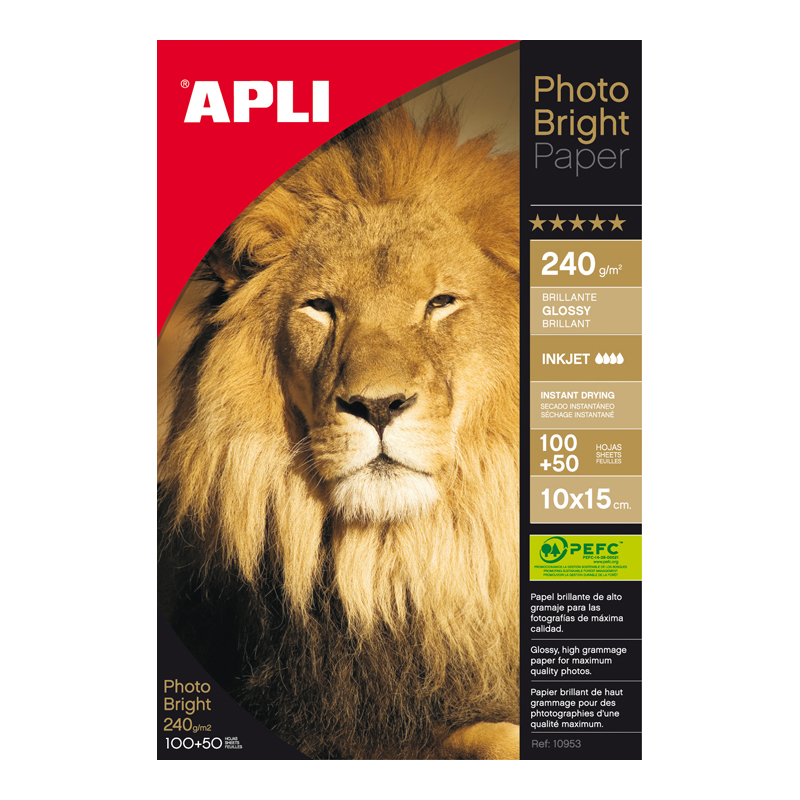 Fotopapīrs APLI InkJet Bright ar izmēru 10x15cm 240g/m2, 150 loksnes