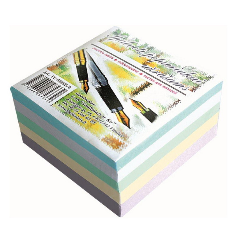 Piezīmju papīrs SMLT (maiņa), 9x9cm, 500 lapas krāsainas       (PU-500SP)