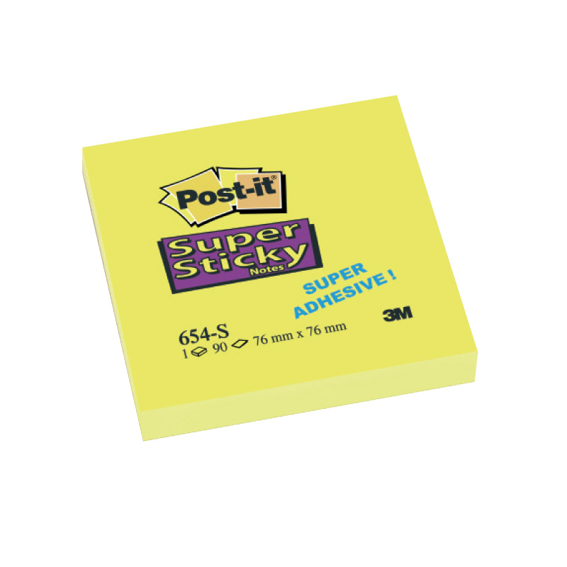Piezīmju līmlapiņas POST-IT SUPER STICKY 76x76mm, dzeltenas