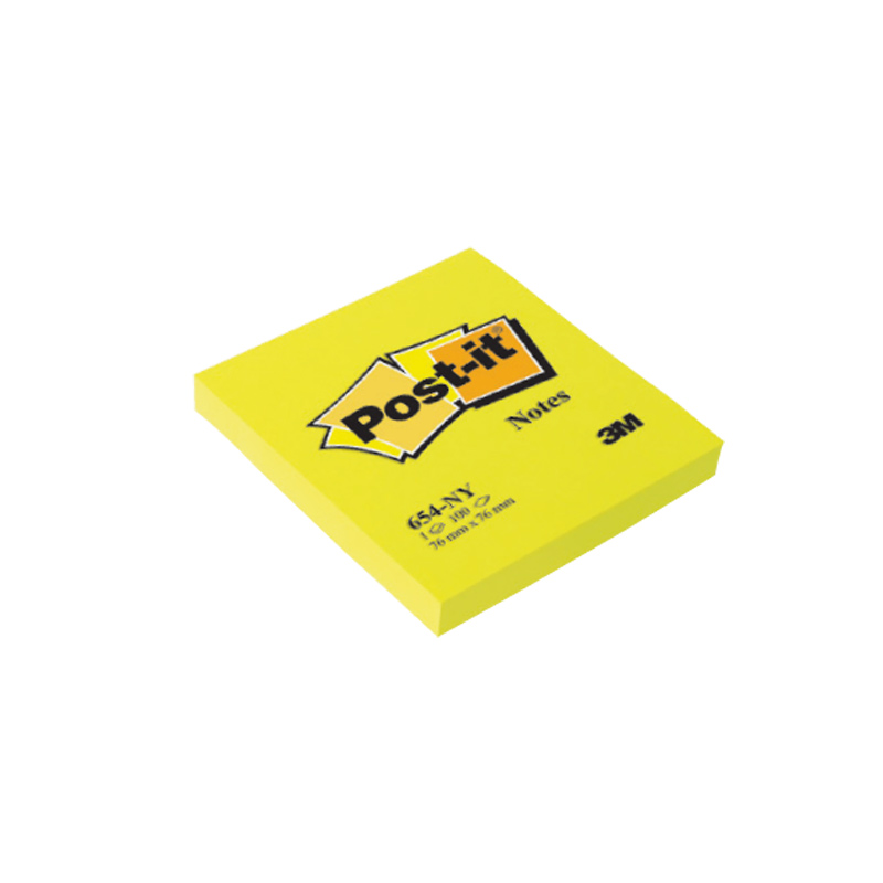 Piezīmju līmlapiņas POST-IT Neon 76x76mm, dzeltenas