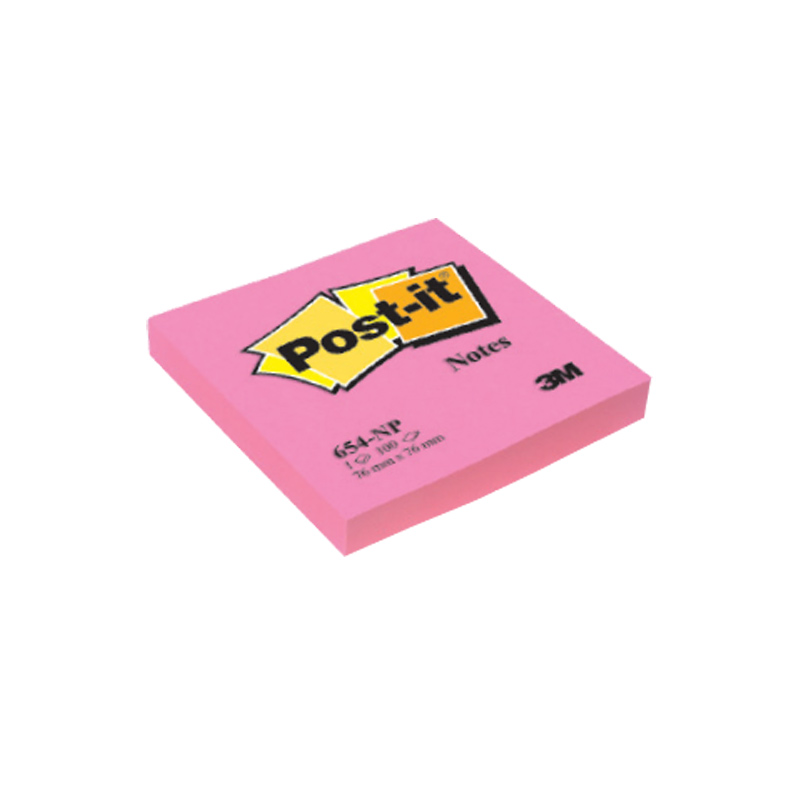 Piezīmju līmlapiņas POST-IT Neon 76x76mm, neona rozā krāsa
