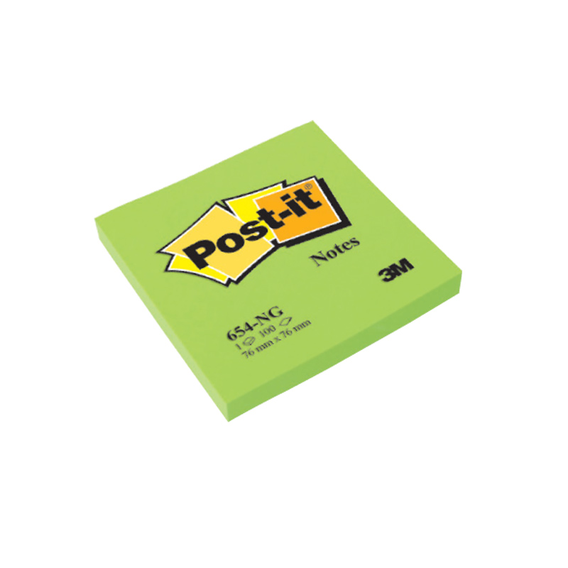 Piezīmju līmlapiņas POST-IT Neon 76x76mm, zaļa krāsa