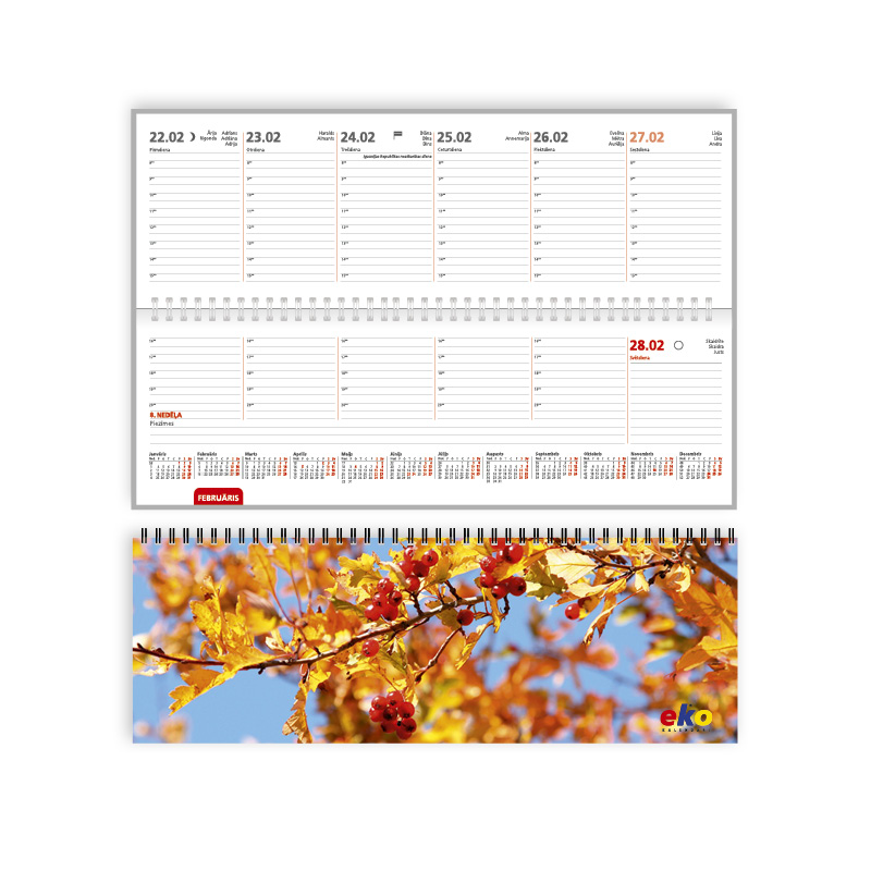 Galda kalendārs 2022.gadam EKO Boss Autumn, no apdrukāta kartona, 300x100 mm