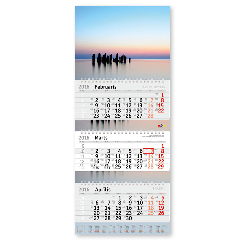 Sienas kalendārs 2022.gadam EKO Standart, 305x735 mm