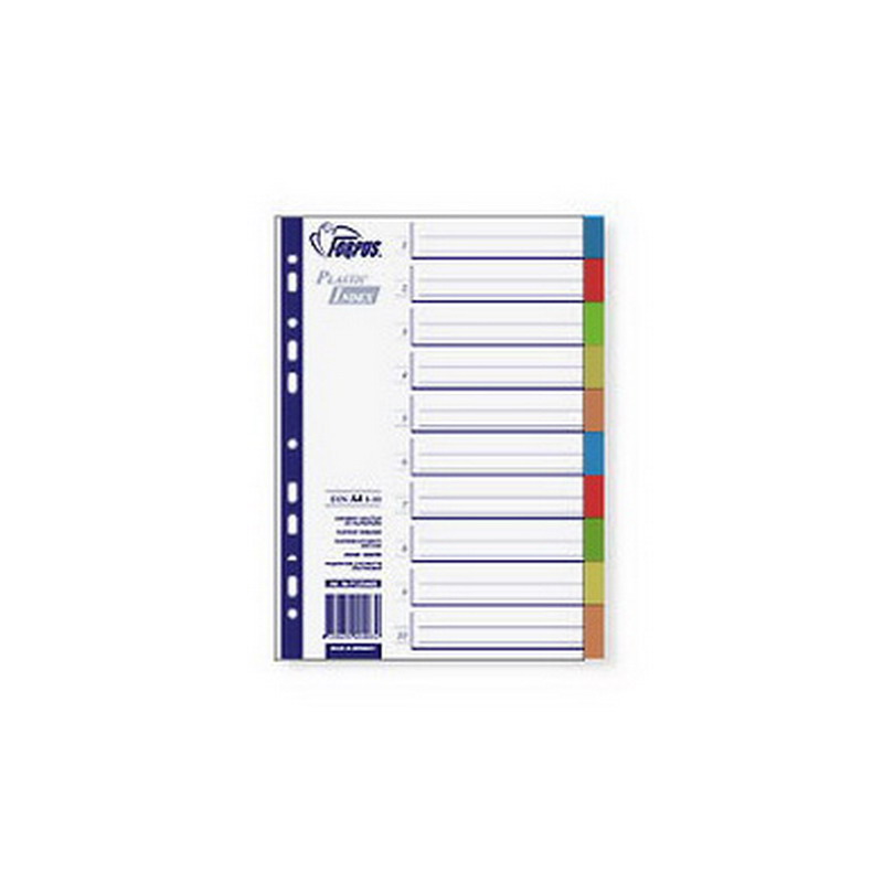 Sadalītājs dokumentiem FORPUS A4 formāts, 1-20, krāsains, bez cipariem
