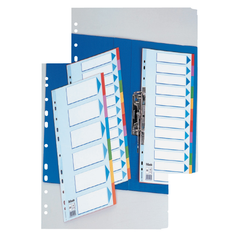 Sadalītājs dokumentiem Esselte A4, 1-20 kartona ar krāsainiem cipariem