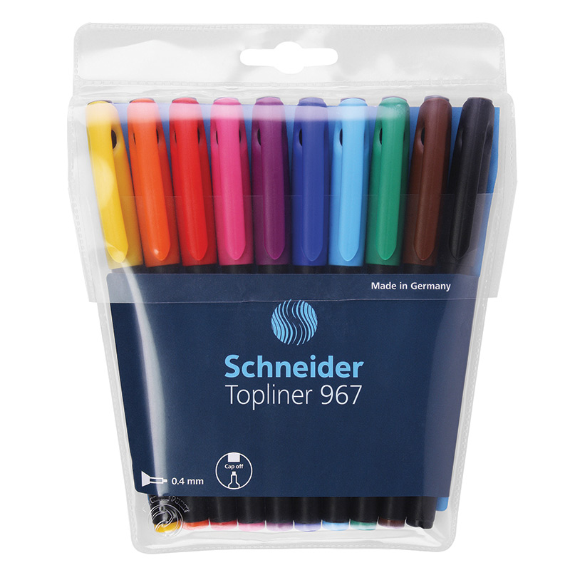 Pildspalva liners SCHNEIDER TOPLINER 967, 0.4mm, 10 krāsu komplekts