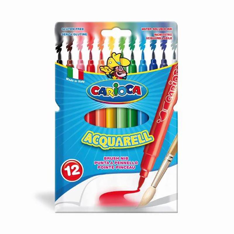 Flomasteri-otas Universal Carioca Junior Brush, 12 krāsas