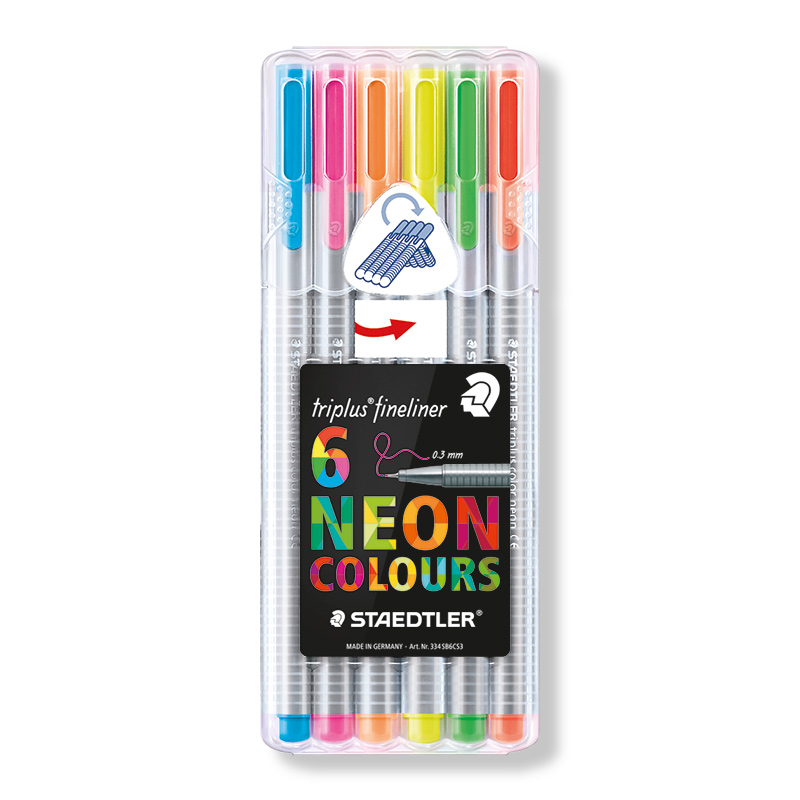 Pildspalvu komplekts STAEDTLER TRIPLUS fineliner, 0.3mm, 6 neona krāsas