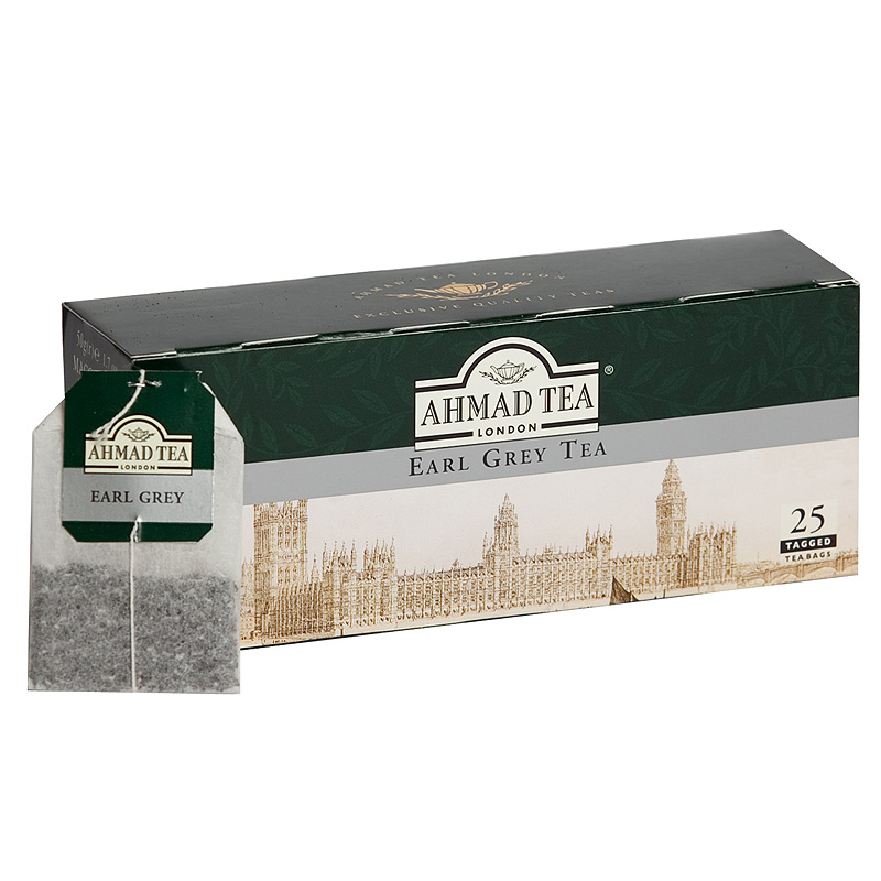 Melnā tēja AHMAD EARL GREY, 25 maisiņi x 2 g paciņā