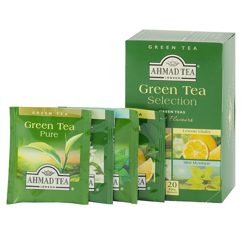 Zaļā tēja AHMAD GREEN SELECTION, 20 maisiņi paciņa