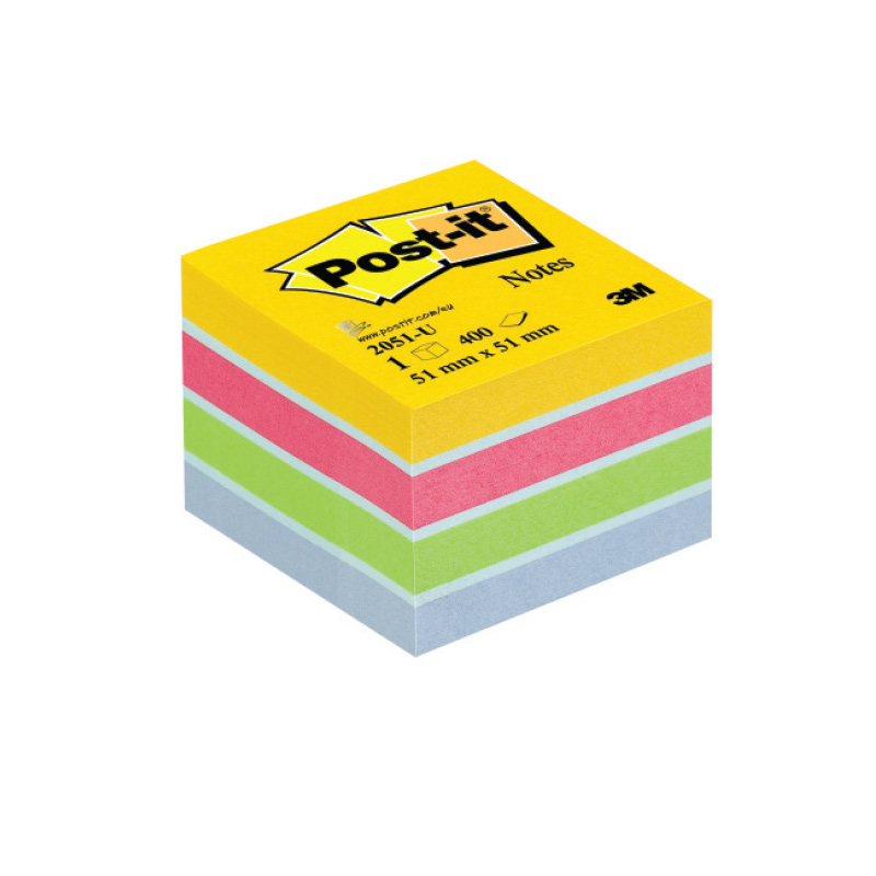 Piezīmju līmlapiņu MINI kubs POST-IT ULTRA 51x51mm, spilgtas krāsas, 400 lapiņas